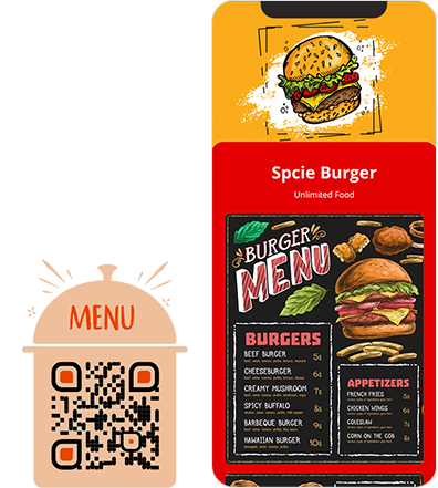 Página de visualización de muestra de código QR de menú con código QR de demostración