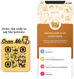 Social Media QR code sample display page with demo QR code