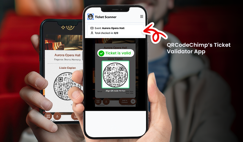 QR code ticket scanning and validation app showing fast event check-in on mobile phones