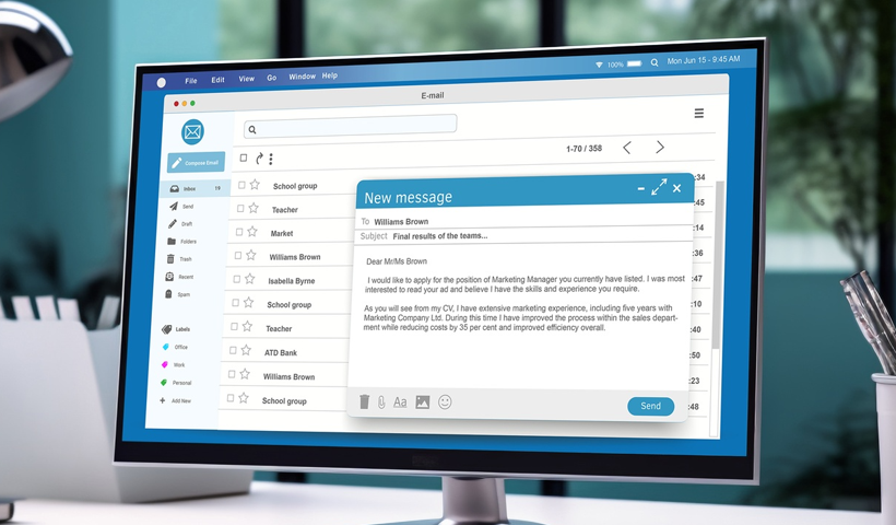 Desktop email client with a professional follow-up message drafted
